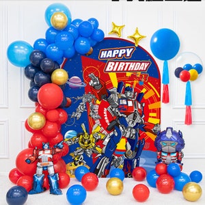 Optimus prime thema Verjaardagsdecoraties, Optimus prime Verjaardagsballonset, Transformers Party, Transformers Party Time.
