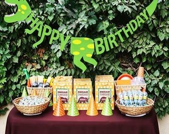 Dinosaur Birthday Banner, Boy Party Decor, Happy Birthday Bunting, Dino Party Decorations, Roar Birthday, Dinosaur Party Theme, Trex Dino
