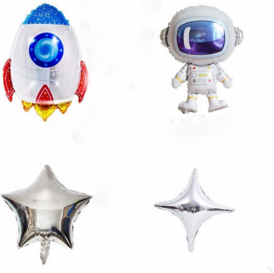 Déco Anniversaire Espace 6 Ans – Ballons Astronaute Fusée Vaisseau – Kit Fête Univers Pour Garçon – Ballon Numéro 6 Géant – Hélium Facile