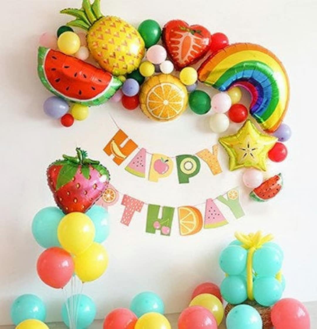 Fruit Party Balloons Set, Fruit Theme Birthday Decorations, Fruit Foil