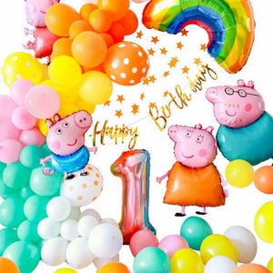 38pcs Baby Birthday Party Balloon Set Piglet Peppa Foil Film