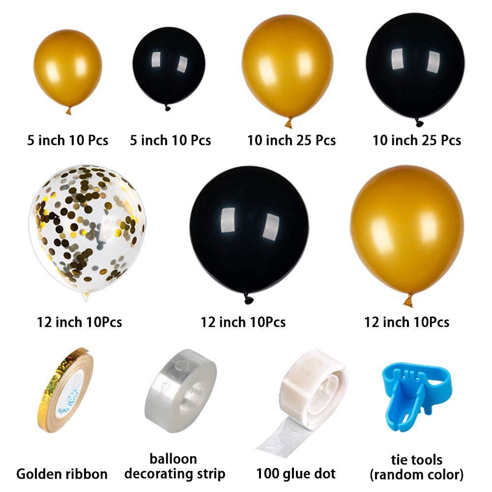 Kit Decorazioni Compleanno Uomo Nero E Oro – Wonsta Set Riutilizzabile Con Striscione, Ventagli Di Carta E Nido D'Ape - 2