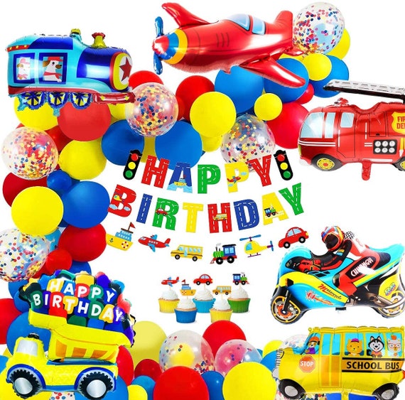 Car Themed Birthday Party Decorations Kit For 3 Year Olds - Includes Banner, Hat, Foil & Latex Balloons - View #11