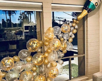 Champagne Bottle Balloon Garland Arch Kit, Wedding party decoration, Bottle wine glass Mylar balloon,  Happy Birthday Banner Balloons