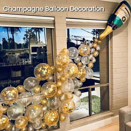 Set di palloncini per bottiglie di champagne di felice anno nuovo da 10 pezzi Decorazioni per feste di Capodanno Navidad 2024  15