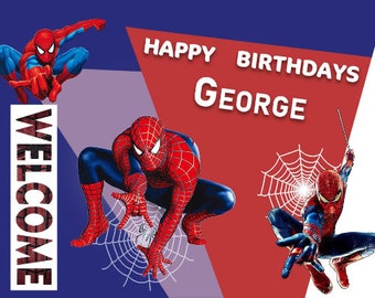 Spiderman Birthday Backdrop, Superhero Birthday Backdrop, Birthday decorations, Avengers birthday sign, Spiderman banner, Spiderman sign