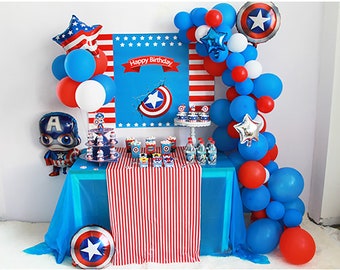 Kit de globos de fiesta del Capitán América, artículos para la fiesta del Capitán América, decoración de fiesta de Los Vengadores, juego de globos de cumpleaños para niños