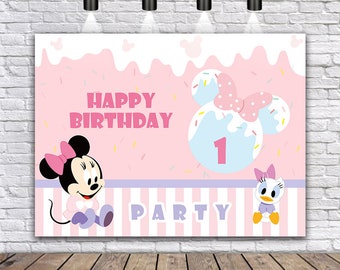 Minnie Verjaardag Achtergrond, Minnie Mouse Achtergrond, Mickey Mouse Verjaardag Banner, Mickey Mouse Sign Baby Shower decoraties
