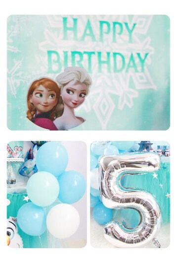 Topper per torta di Frozen, topper per torta per ragazze, decorazioni per torte di compleanno con fiocco di neve blu argento (B