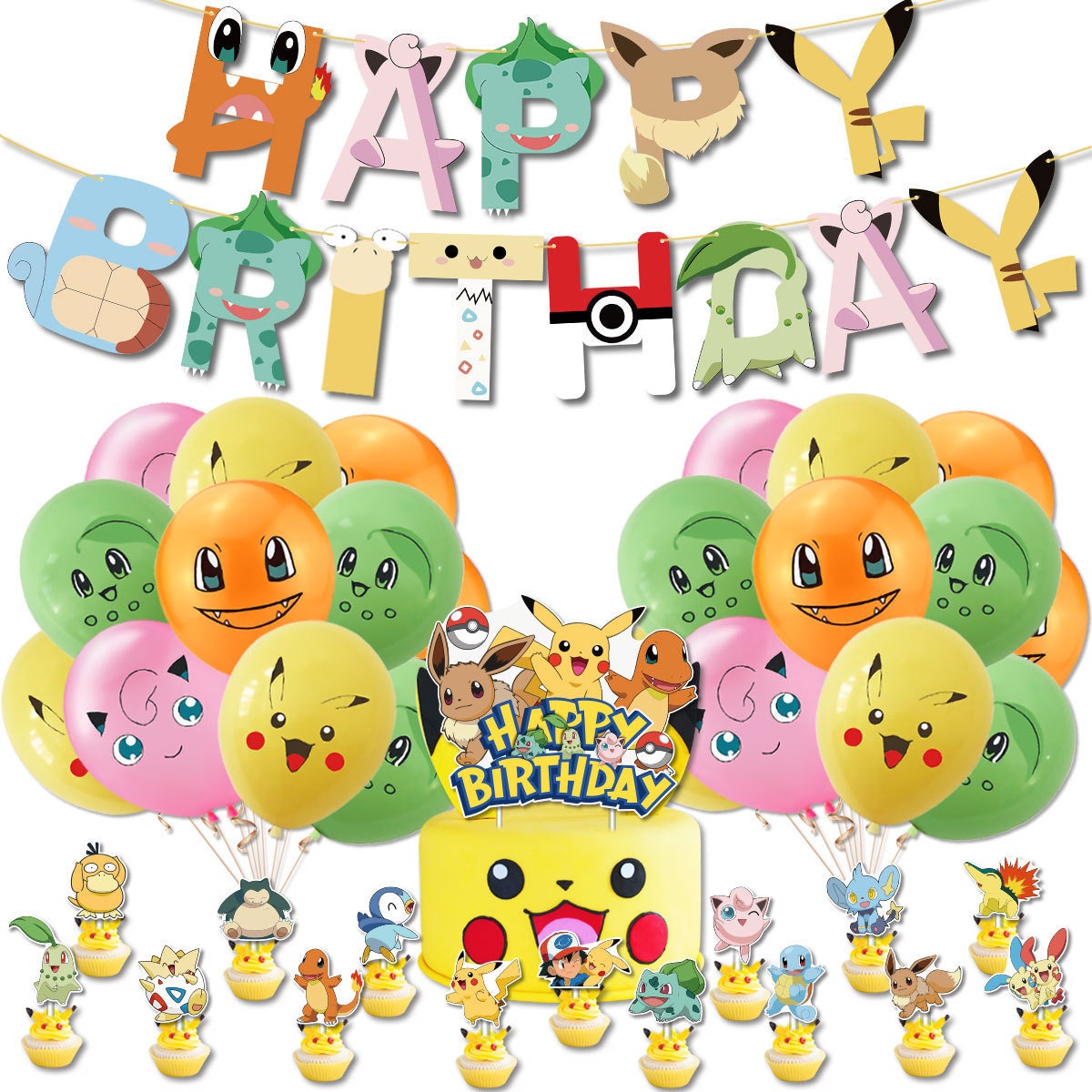 POKEMON ASH PIKACHU DECORATION PERSONALISED BIRTHDAY PARTY SUPPLIES BANNER  BACKD