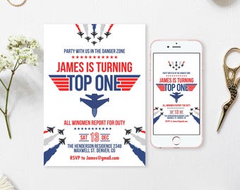First Birthday Jet Invite Top Pilot Invite Fighter Jet Birthday Invite First Birthday Invite Jet One Invite