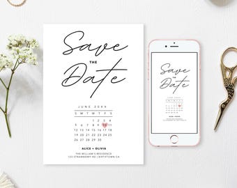 Save the Date Card Printable - Simple Modern Save Our Date Template - Minimalist Wedding Save the Date - Editable Instant Download