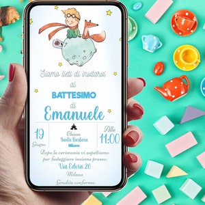 Invito Digitale Battesimo bambino Piccolo principe elegante WHATSAPP - FILE DIGITALE