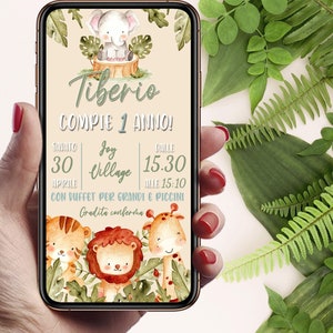 Digital Invitation Birthday Party WOODLAND animals, Printable Invitation, invito DIGITALE whatsapp.animali carini Birthday Invitation Party