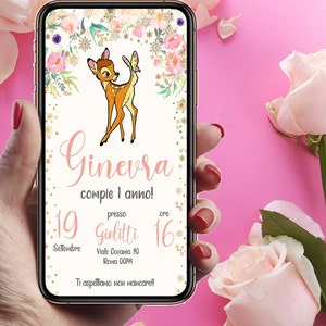 BAMBI - invito digitale compleanno party, digital invitation