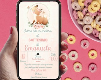 Digital Invitation Baptism Elegant Fox Boy and Girl WHATSAPP - DIGITAL FILE
