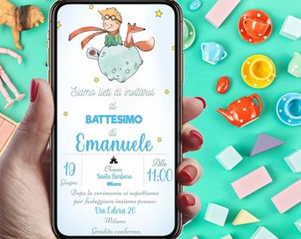 Digital Invitation for Baby&#39;s Baptism, Elegant Little Prince, WHATSAPP - DIGITAL FILE