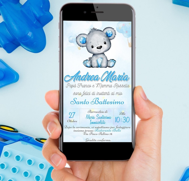 Invito digitale battesimo Animali, personalizzato per WhatsApp