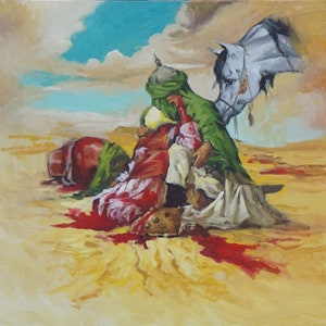 Imam Hussain Painting Battle of Karabala Imam Abbas Islamic Art Ahlulbayt oil on canvas