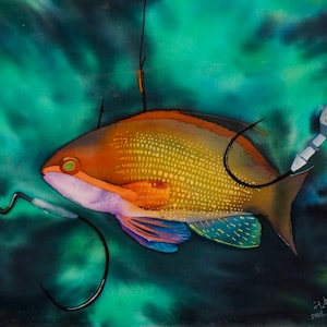 Fish Painting of Fish Endangered Species Batik Art Wall Art Decor