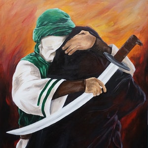 Islamic Art Imam Hussain Battle of Karbala Sayeda Zainab Ahlulbayt Arabic Art Acrylic Painting Historical Event 15&quot;X20&quot;