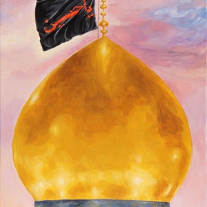 Original Acrylic Painting of Imam Hussain Shrine Dome Karbala Islamic Art Arabic Art, Husayn