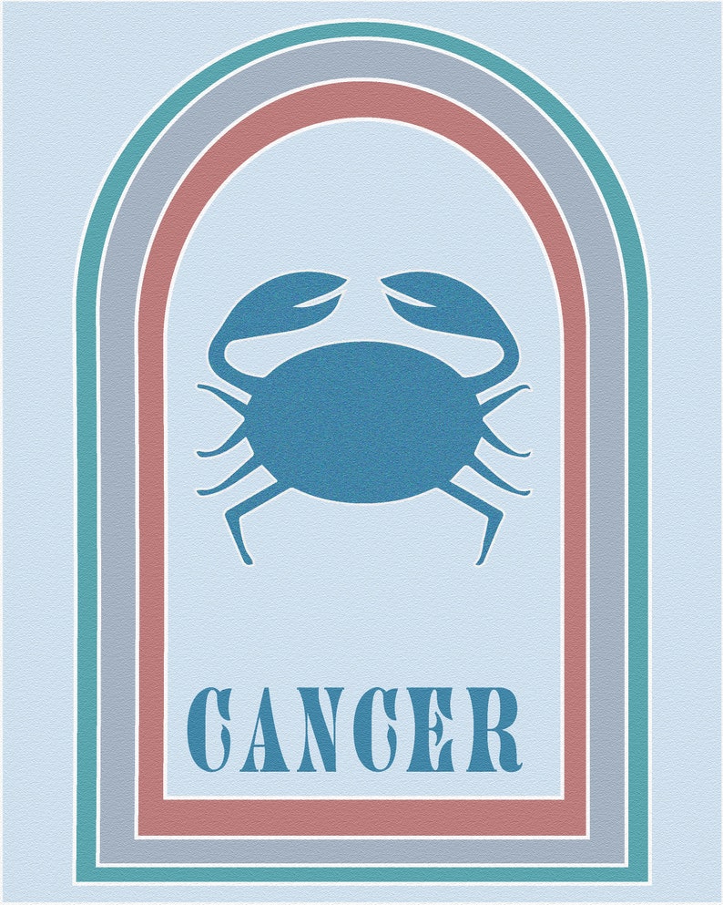 Cancer Star Sign Instant Download Print, Zodiac Art Printable