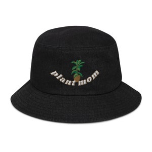 Denim Plant Mom Bucket Hat/ Vintage Hat/ Plant Owner Gift/ Vegan Hat/ Plant Hat/ Plants Lover Gift