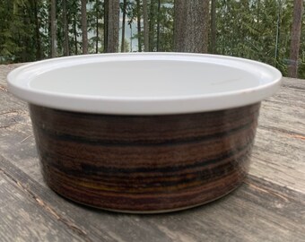 Arabia Finland serving bowl vintage brown black salad bowl mid century modern dinnerware Scandinavian dishes large soup bowl