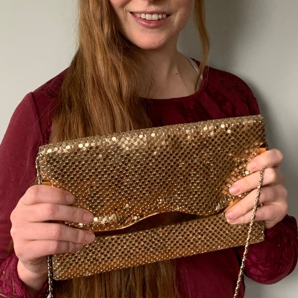 Gold evening purse, vintage handbag, gift for her, retro fashion bags, metallic purse, mad men fashions, flapper style purse, valentine gift
