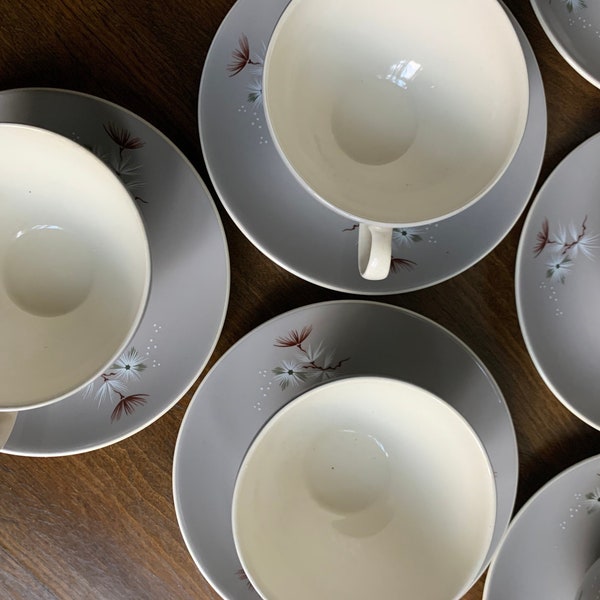 teacup set, royal doulton frost pine, tea lover gift, bring to work, tea sets, grey white cups, cup saucer, vintage tea set, afternoon tea,