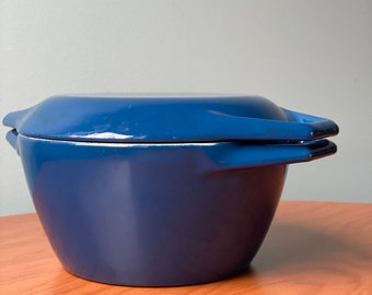 Copco Dinamarca Olla de hierro fundido, utensilios de cocina azules de mediados de siglo, utensilios para hornear vintage, cocina danesa, regalo para ella, regalo para él, utensilios de cocina de hierro fundido,