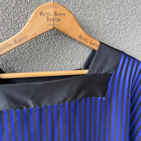 Diamond Tea Gown, Striped Blue Black Dressing Gow… - image 4