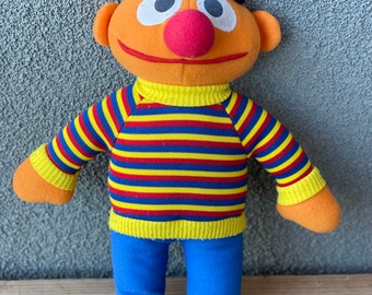 Sesame Street Muppet Ernie Plus Toy, Pretend Play Toy, Baby, Toddler, Boy, Girl Birthday Gift, Baby Nursery Decor, Vintage Toys, Cartoons,