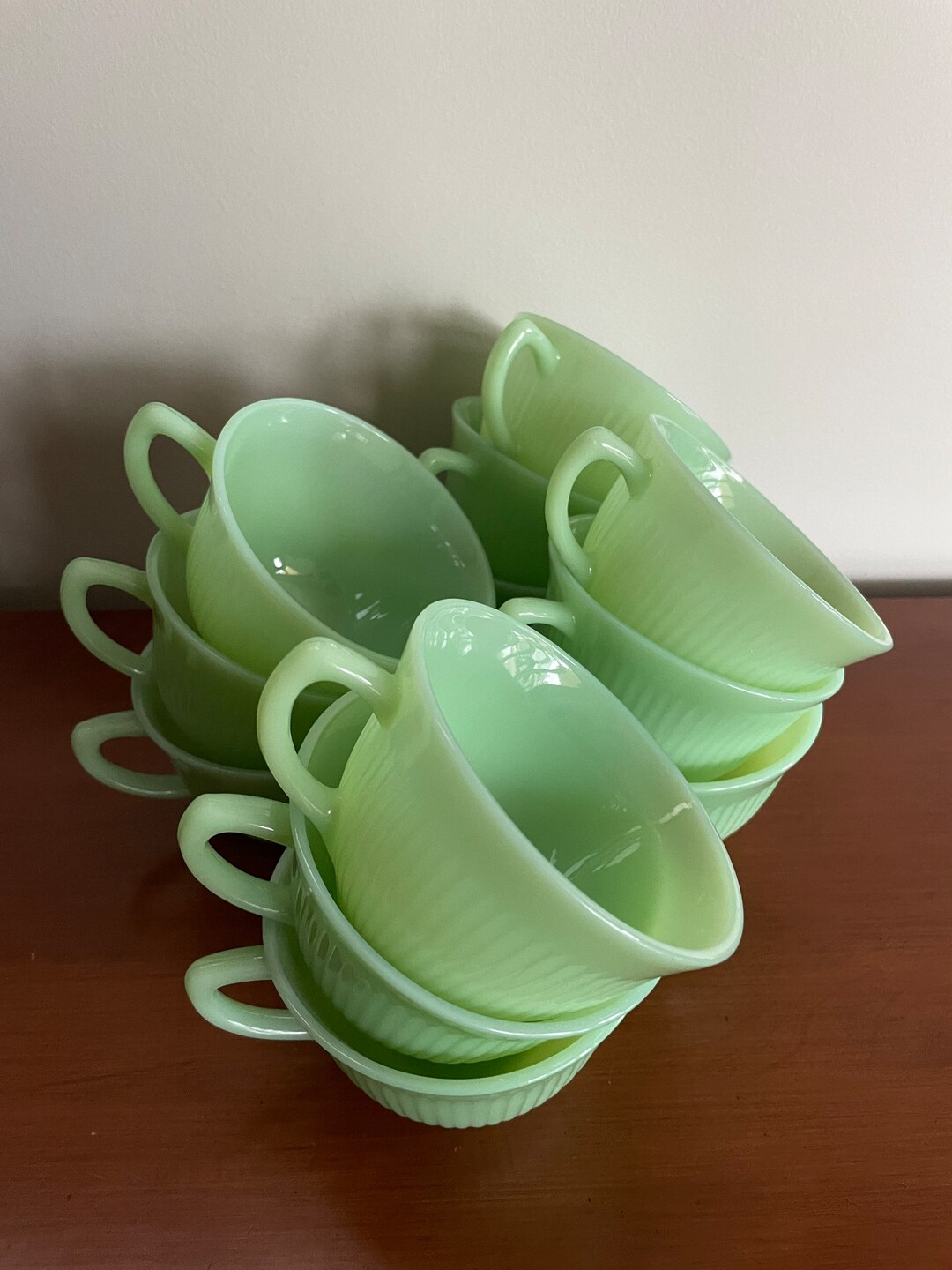 Jadeite Cups, Vintage Coffee Cups,american Vintage, Easter Lunch Dishes