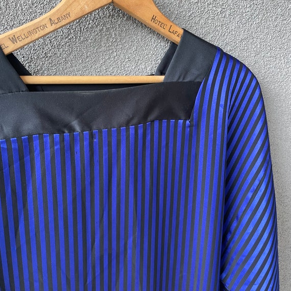 Diamond Tea Gown, Striped Blue Black Dressing Gow… - image 7