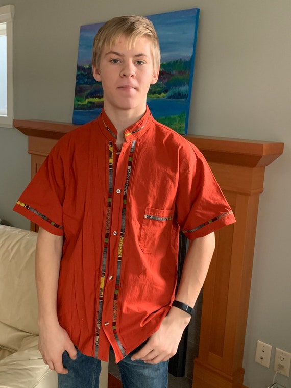 Bright orange shirt, cotton shirt, medium shirt,