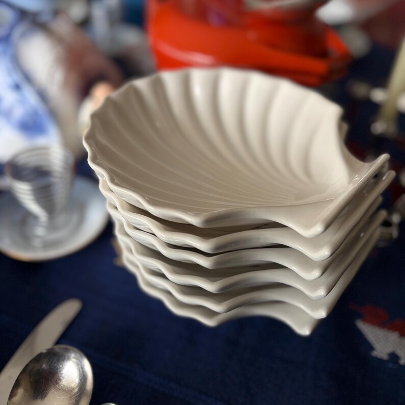 Set of 6 Vintage Clam Shell Oyster Plates, Ovenproof Canapé Dishes ...