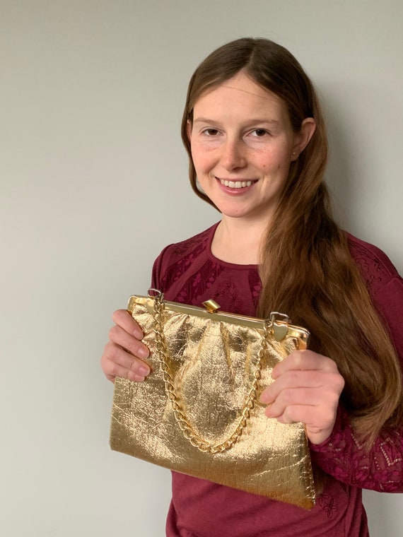 Gold evening purse, vintage handbag, gift for her… - image 3