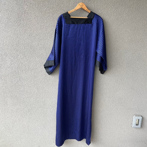 Diamond Tea Gown, Striped Blue Black Dressing Gow… - image 8
