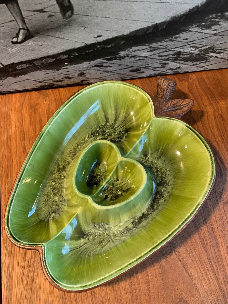 Vintage Treasure Craft Chip Dip Bowl Retro Green Apple Serving Etsy