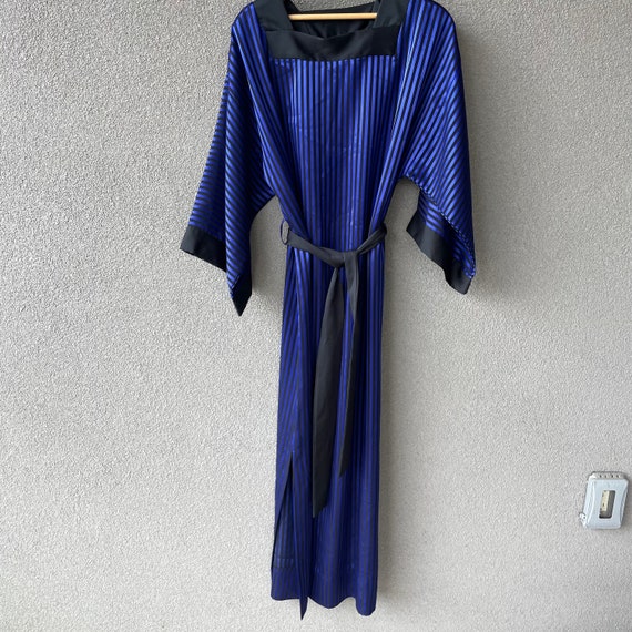 Diamond Tea Gown, Striped Blue Black Dressing Gow… - image 10