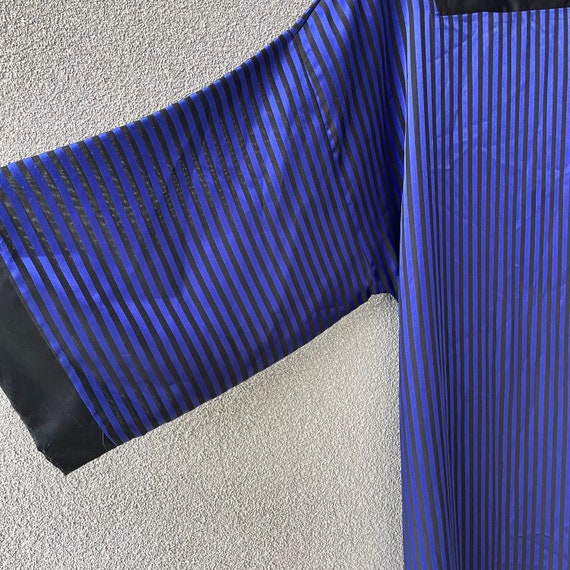Diamond Tea Gown, Striped Blue Black Dressing Gow… - image 3