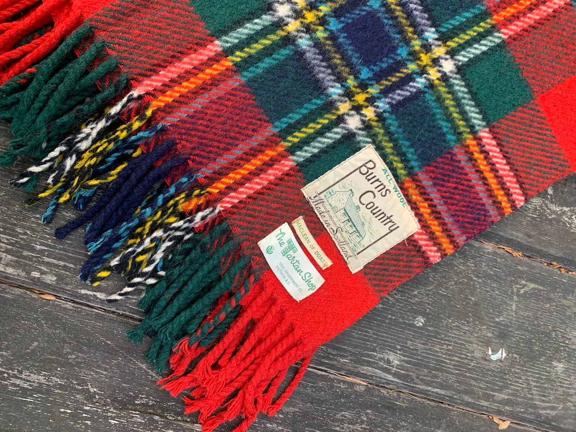 Scottish Tartan Blanket Vintage Wool Tartan Throw Wool Etsy
