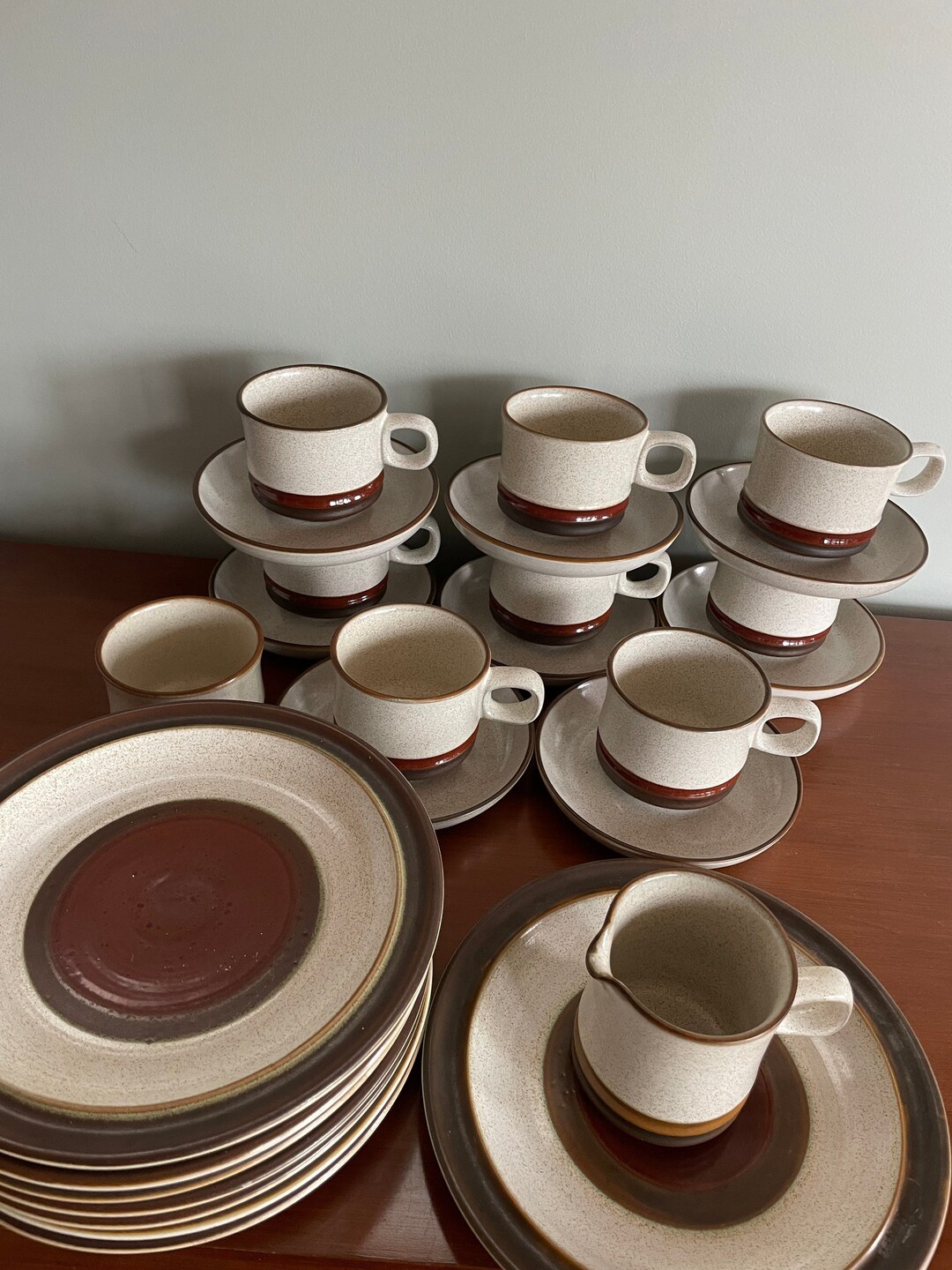 Teacup Setdenby Langley England Potters Wheel Rust Red Etsy
