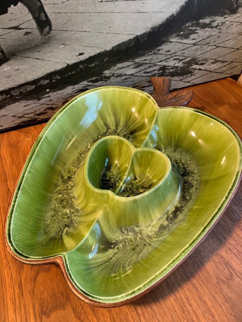 Vintage Treasure Craft Chip Dip Bowl Retro Green Apple Serving Etsy