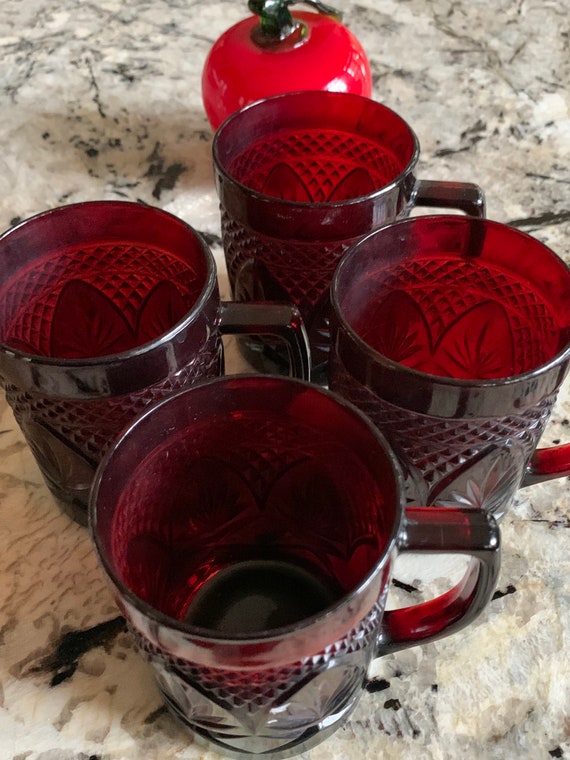 Red glass on sale coffee mugs