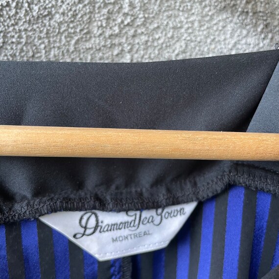 Diamond Tea Gown, Striped Blue Black Dressing Gow… - image 5