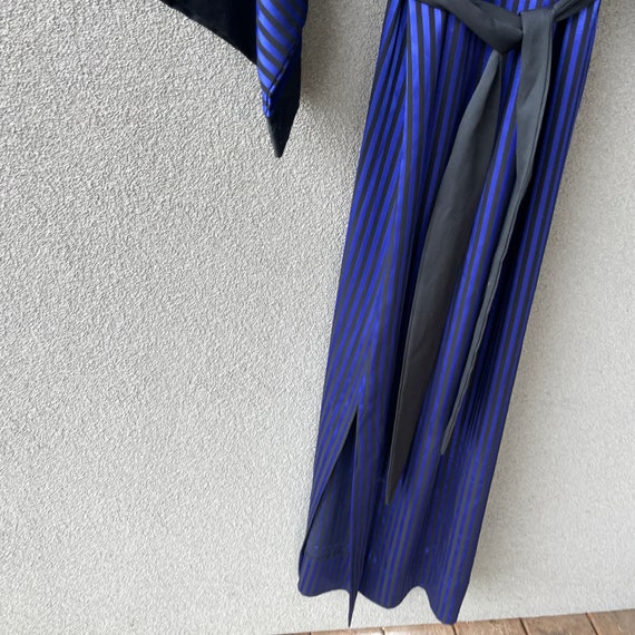 Diamond Tea Gown, Striped Blue Black Dressing Gow… - image 9