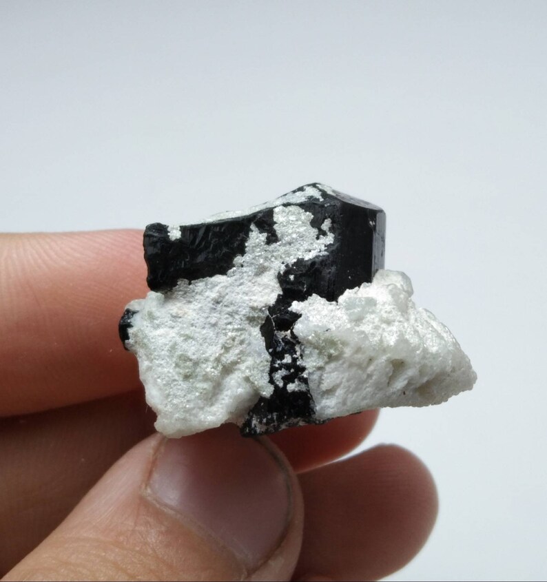 Natural Black tourmaline with Albite
